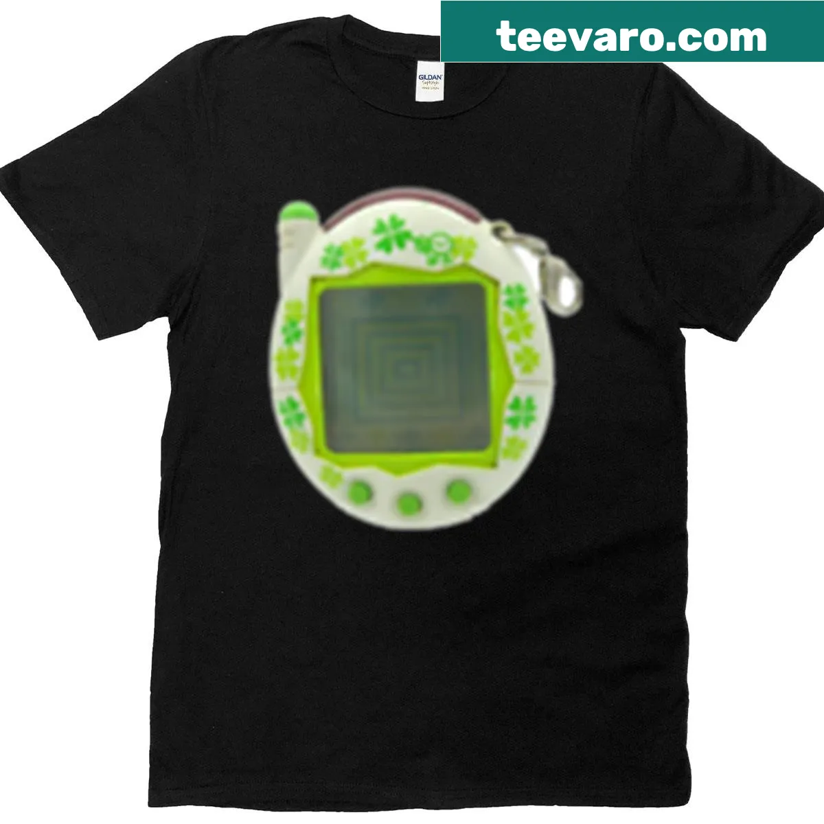 Illustrated Tamogachi toy design on a cute t-shirt — on a men's t-shirt