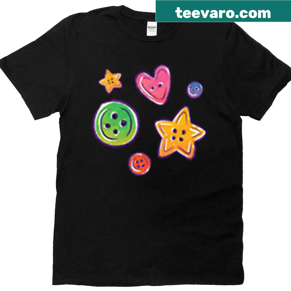 Charming button graphic design on a cute t-shirt — on a men's t-shirt