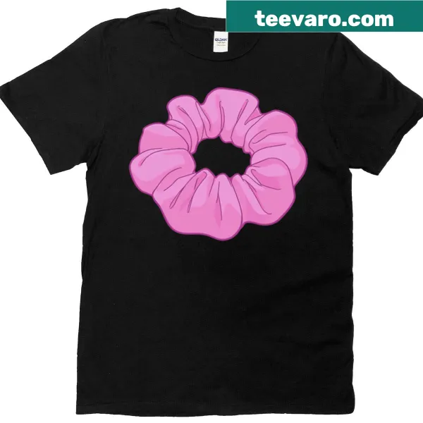 Minimalist scrunchie graphic on a T-shirt.