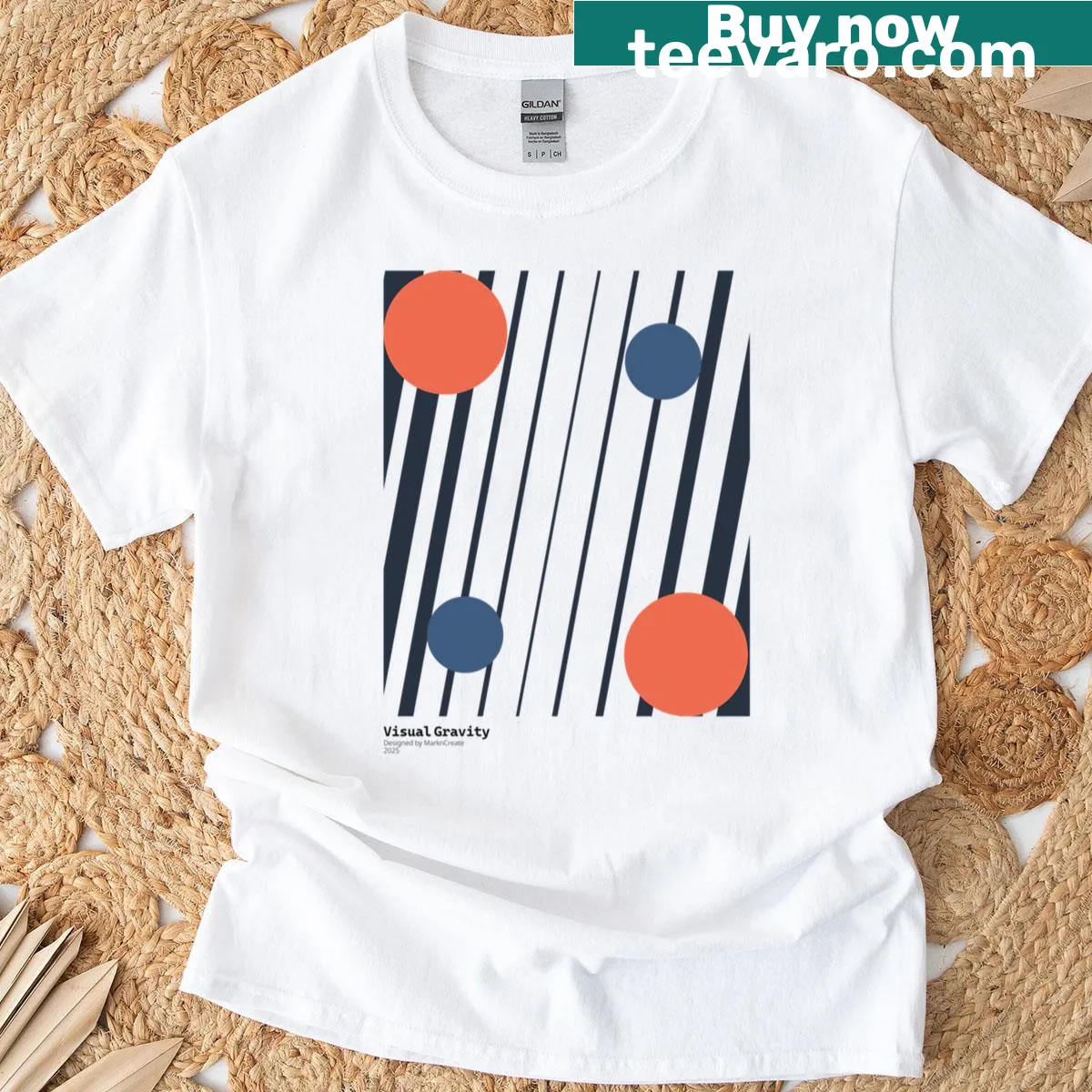 Geometric design T-shirt featuring diagonals and circles — on a men's t-shirt