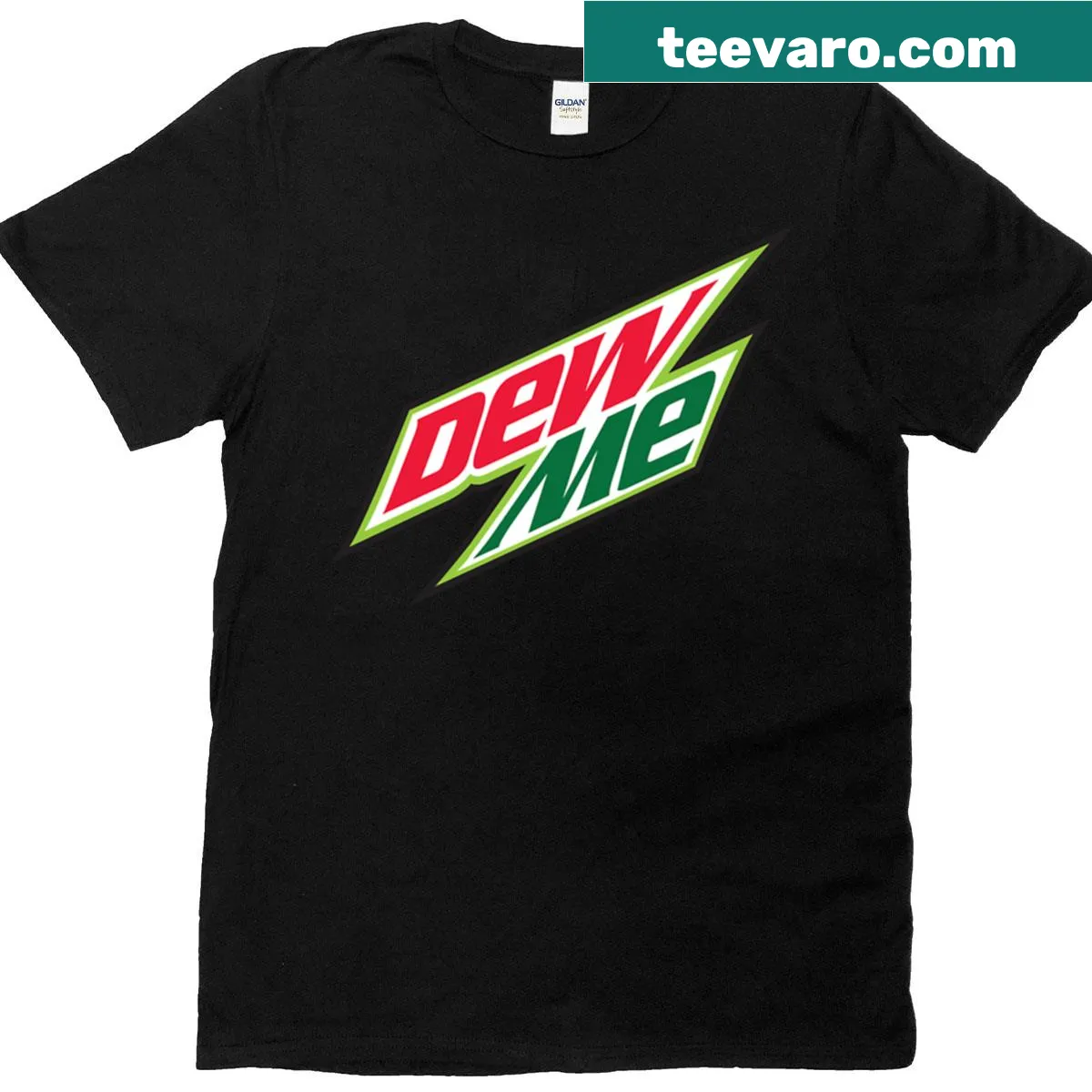 Playful parody logo T-shirt with humorous text — on a men's t-shirt