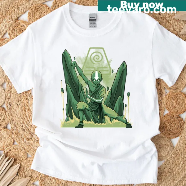 Illustration of an earthbender in action on a fantasy-themed t-shirt