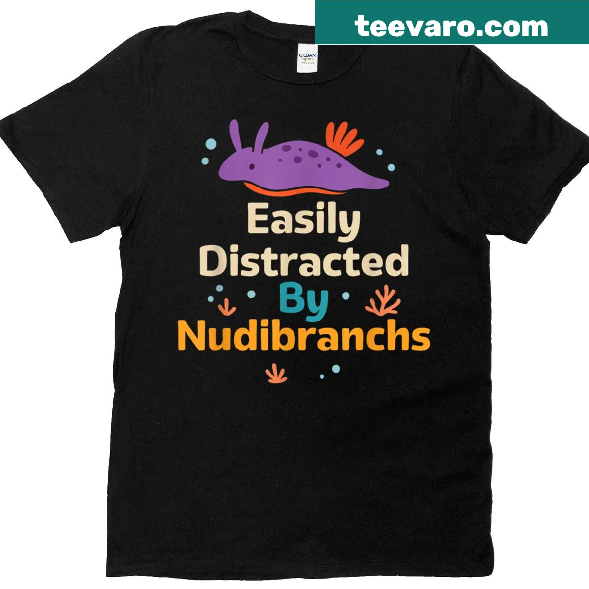 Nudibranch lover t-shirt with humorous text design. — on a men's t-shirt