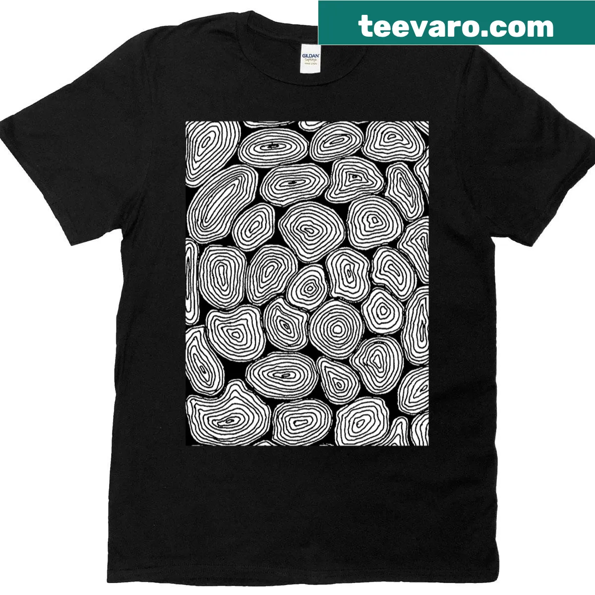Inspirational T-shirt with 'Echoing Contours Of Volcanic Thoughts' text — on a men's t-shirt