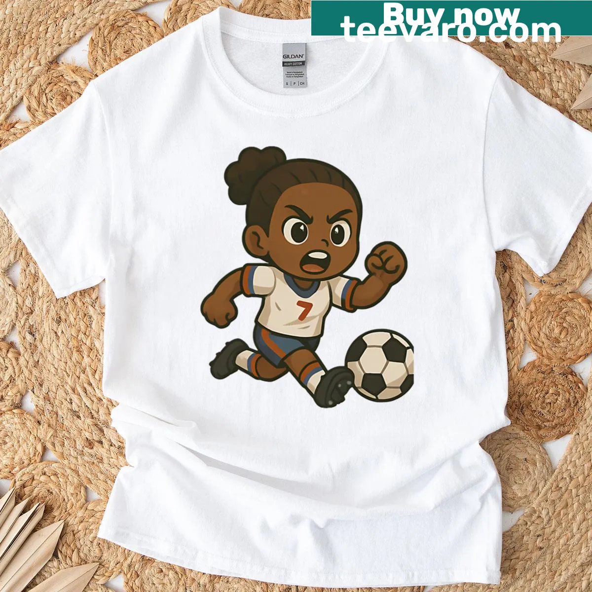 Fierce Footballer T-shirt with bold athletic design. — on a men's t-shirt