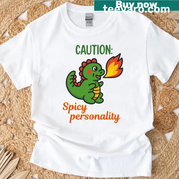 Cute baby dragon t-shirt with fire-breathing cartoon design