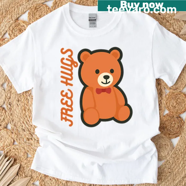 Cute design featuring text about free hugs on T-shirt