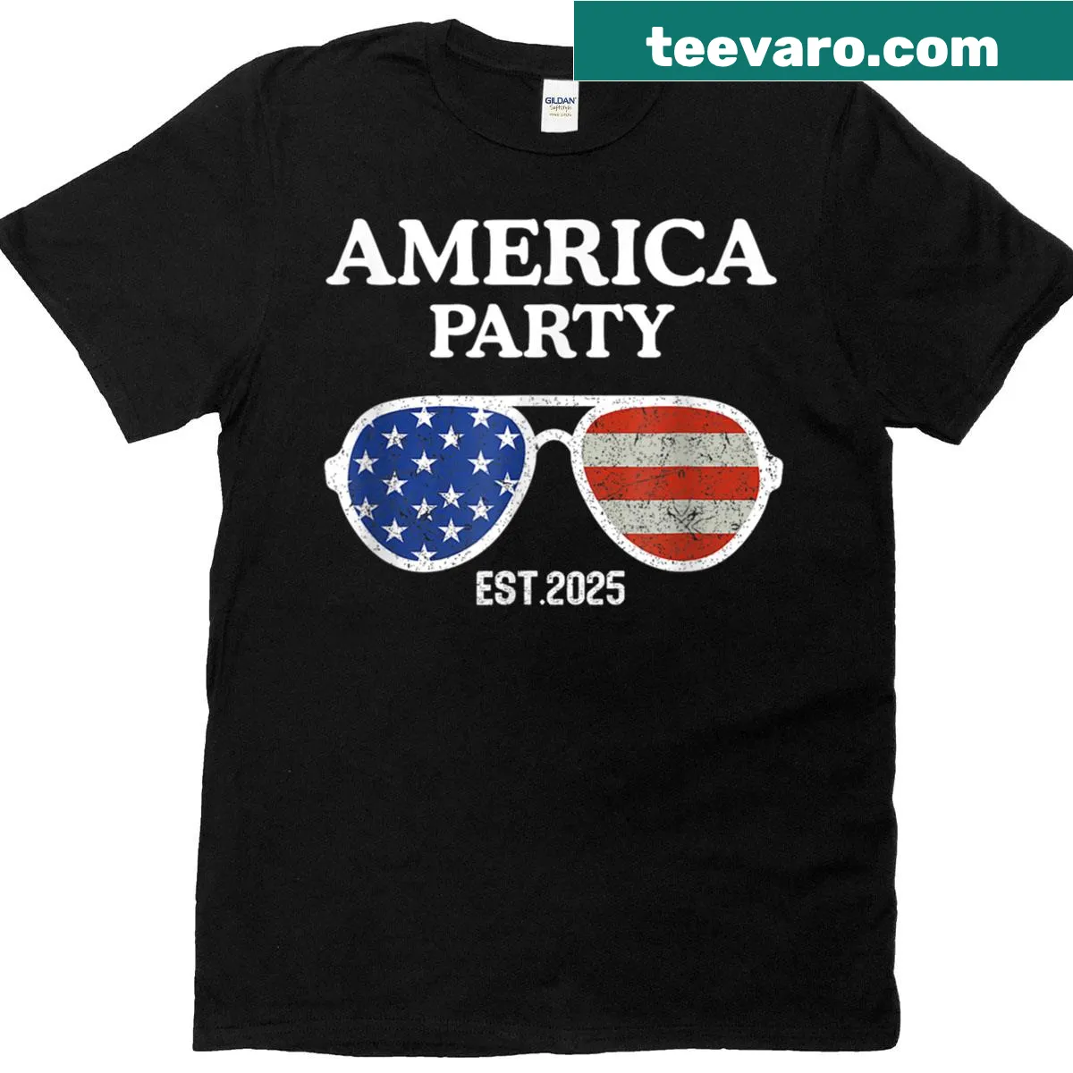 Humorous typography t-shirt celebrating American party culture — on a men's t-shirt