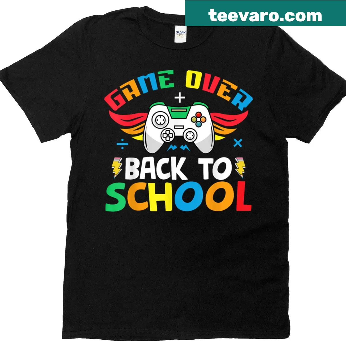 Game Over graphic on a fun back to school gaming tee. — on a men's t-shirt