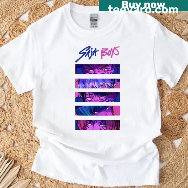 Vintage meme-inspired t-shirt with the name 'Saja' in playful art style