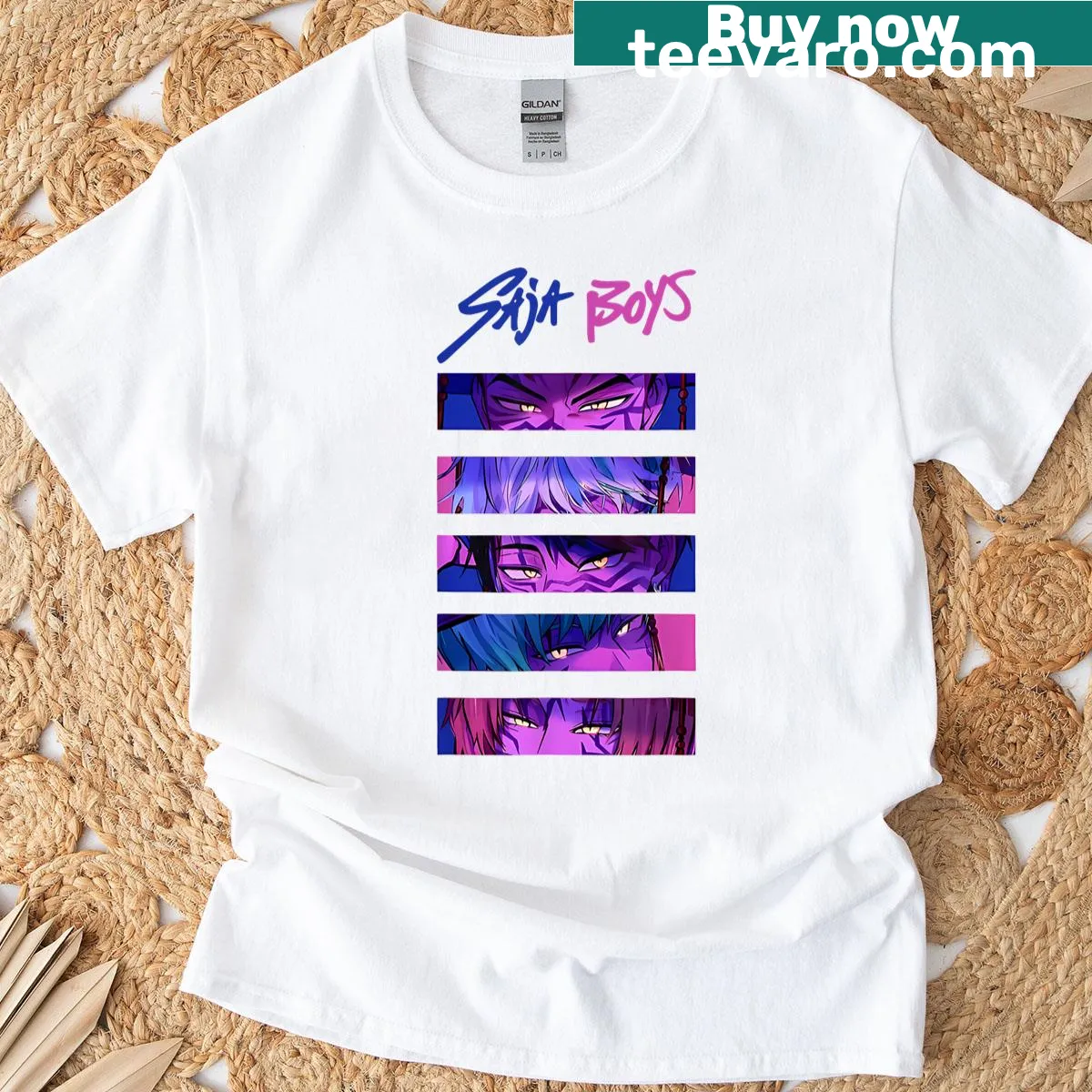 Vintage meme-inspired t-shirt with the name 'Saja' in playful art style — on a men's t-shirt