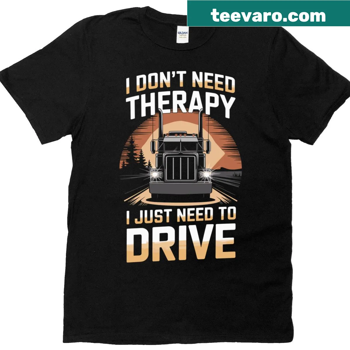 Humorous truck driver shirt with funny trucking quote — on a men's t-shirt