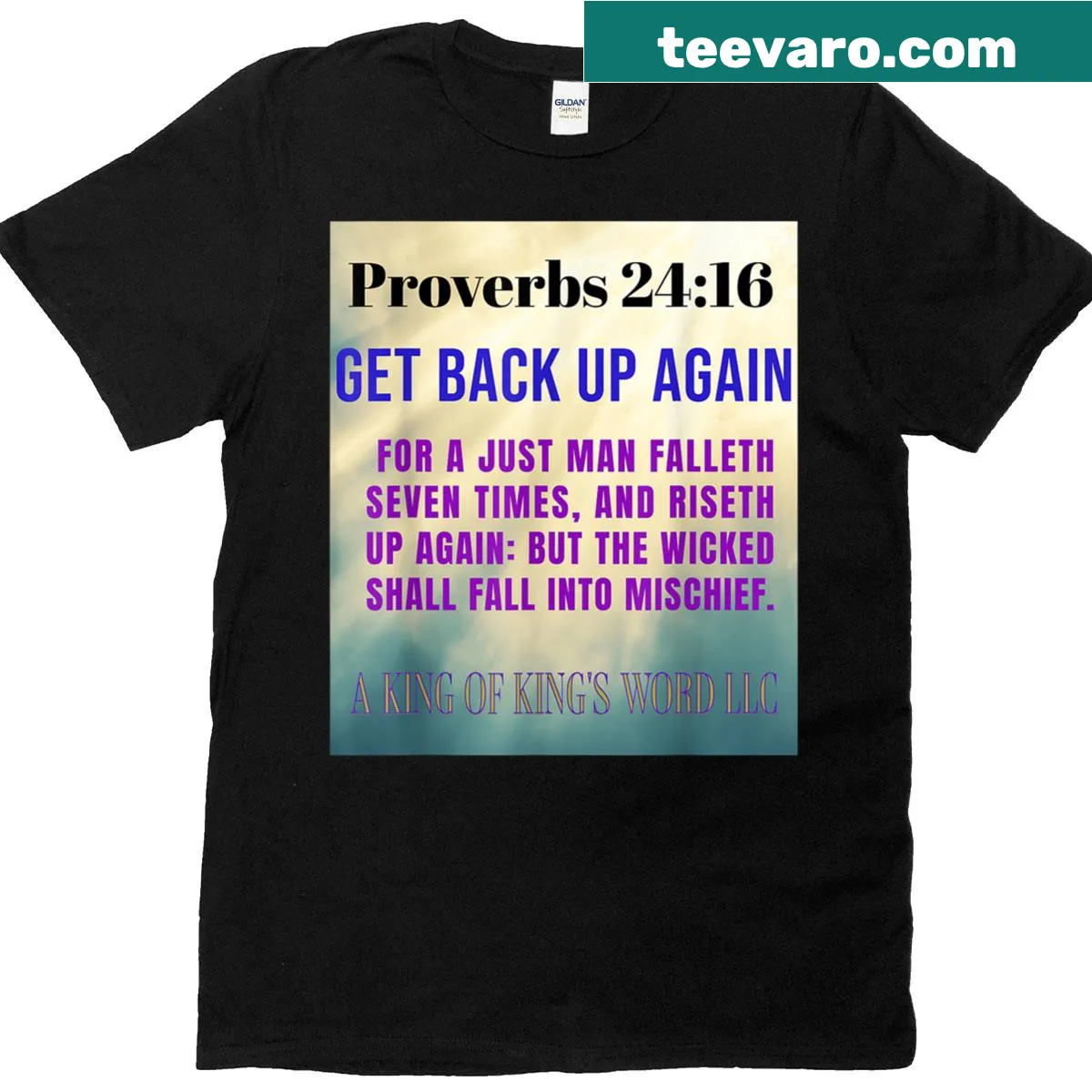Inspirational Proverbs 24:16 quote T-shirt emphasizing resilience. — on a men's t-shirt