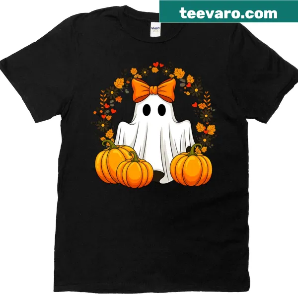 Cute Halloween T-shirt with a girly ghost for fall