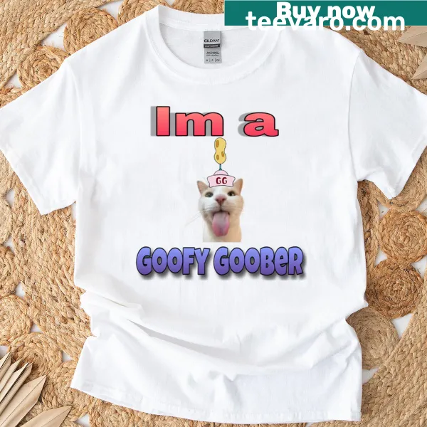 Whimsical cartoon cat design on a t-shirt.