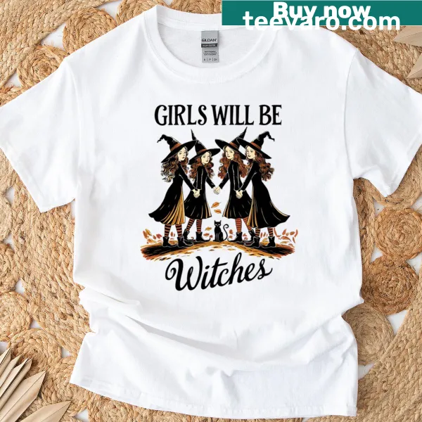 Halloween T-shirt featuring playful ghosts and witches