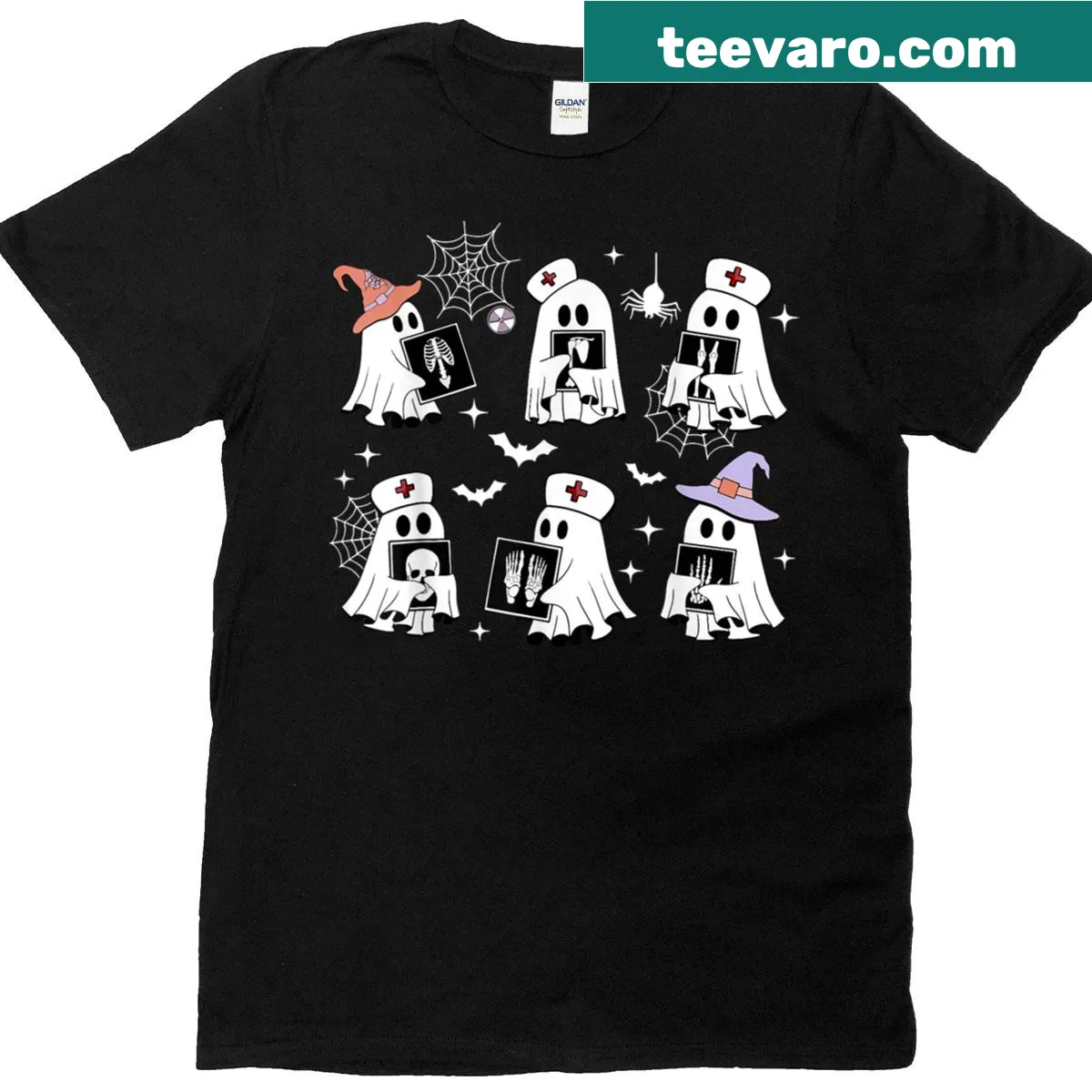 Heart X-ray graphic with 'Boo Crew' text for Halloween nurses — on a men's t-shirt