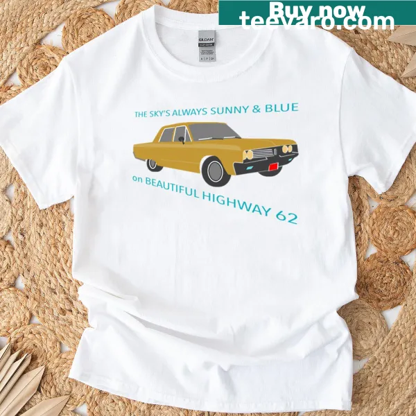 Graphic t-shirt featuring Joshua trees along Highway 62