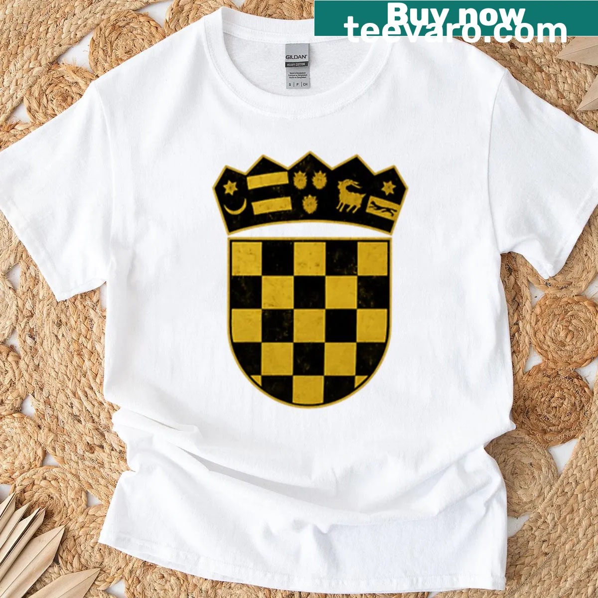 Hrvatska coat of arms graphic on t-shirt — on a men's t-shirt
