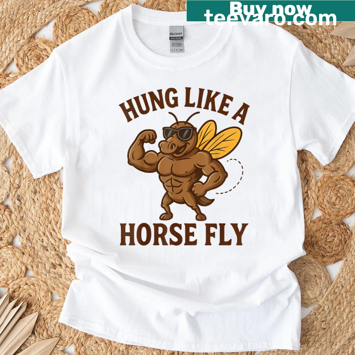 Sarcastic horsefly wordplay T-shirt design — on a men's t-shirt