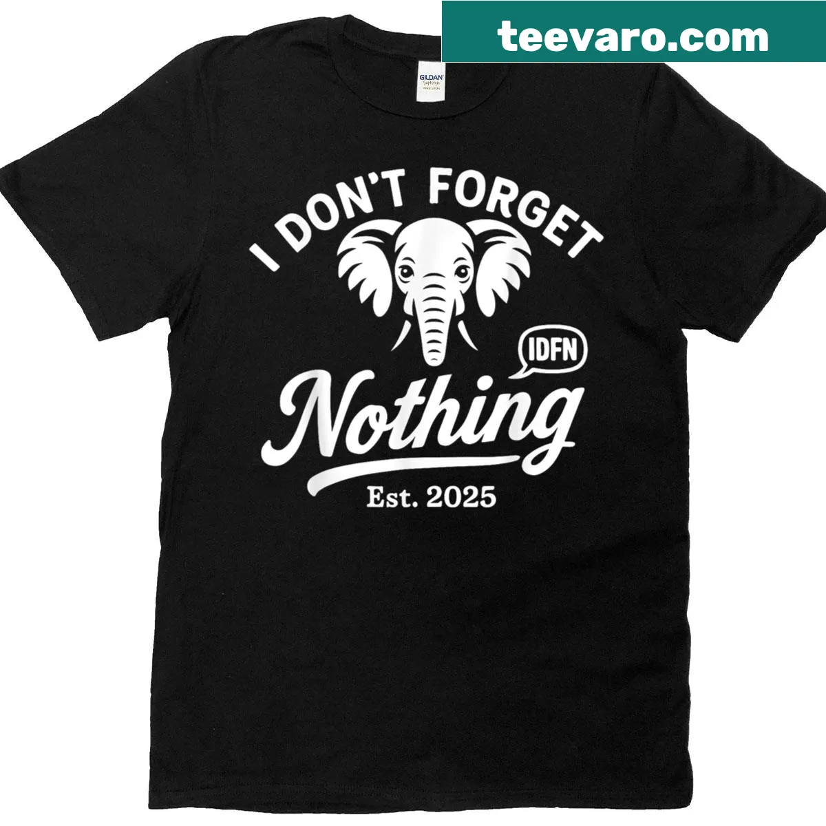 Urban streetwear elephant graphic T-shirt with IDFN text — on a men's t-shirt
