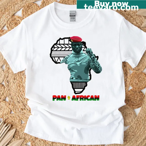 T-shirt featuring Ibrahim Traore, Pan-African leader, with a strong message