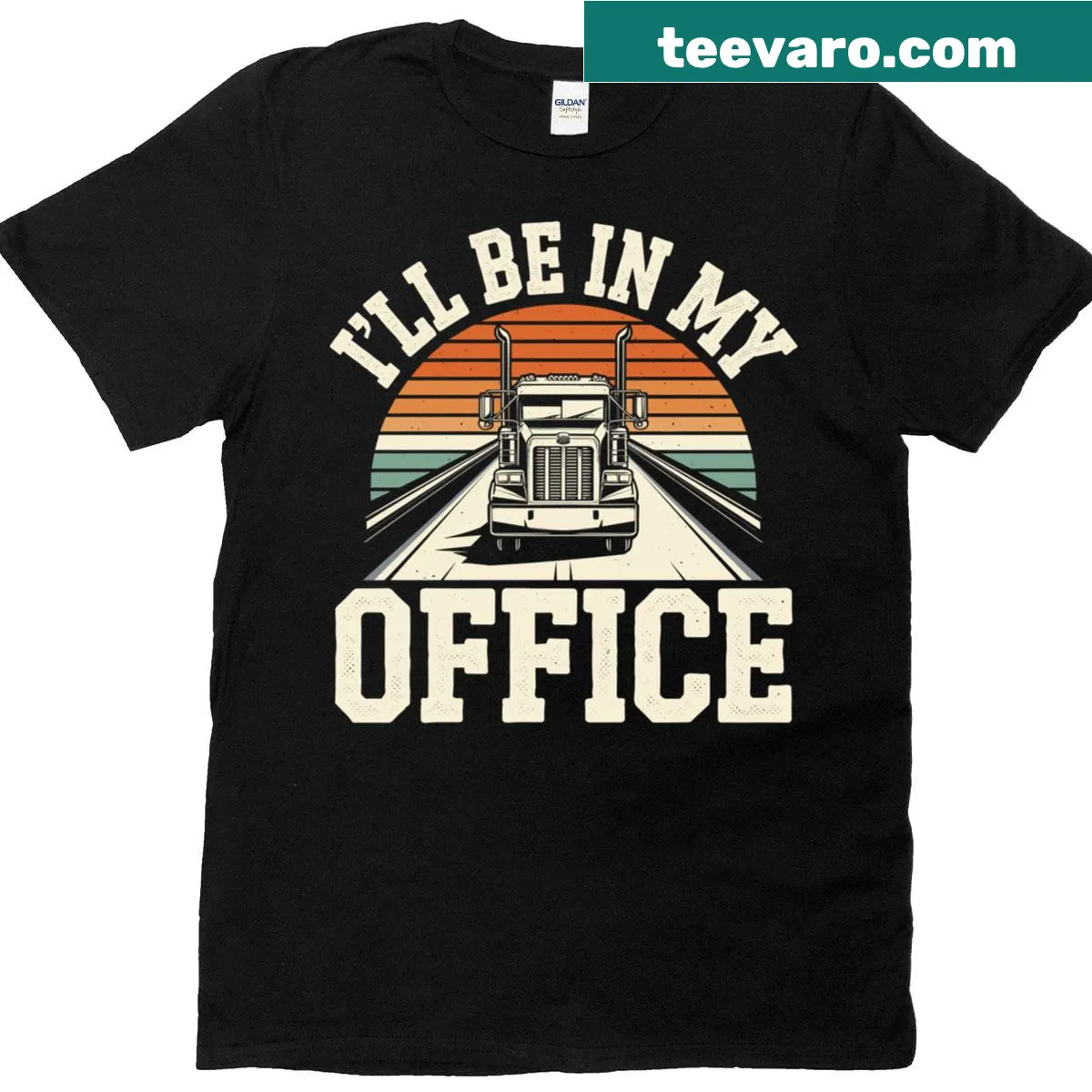 Humorous T-shirt for truck drivers with an office theme. — on a men's t-shirt