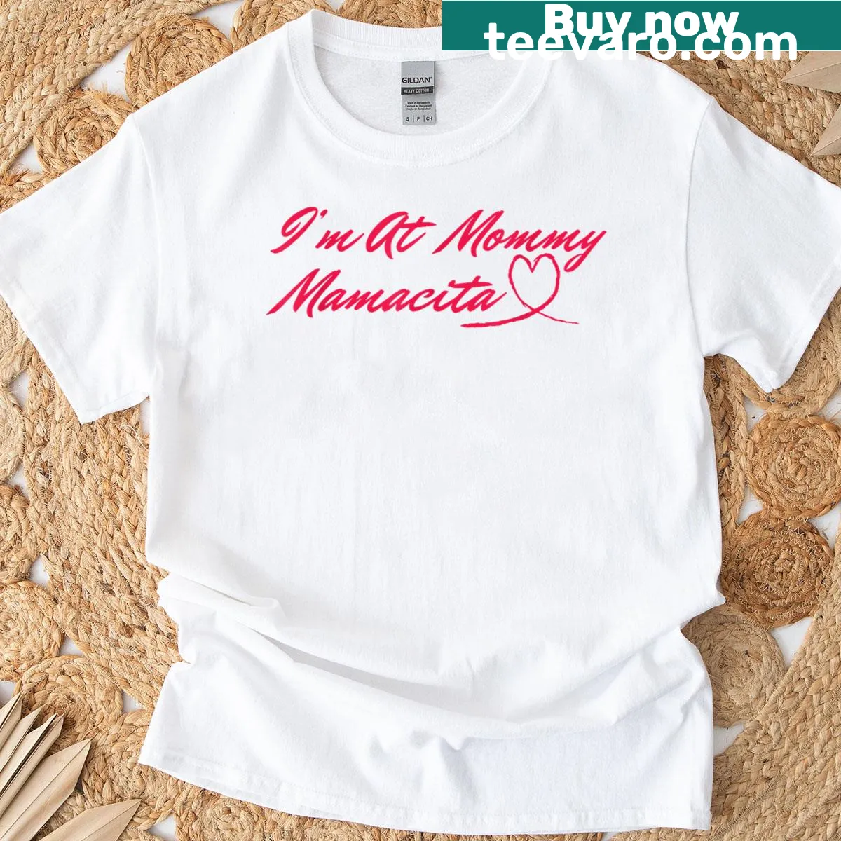 Boxy T-shirt with 'I'm A Mommy Mamacita' text — on a men's t-shirt