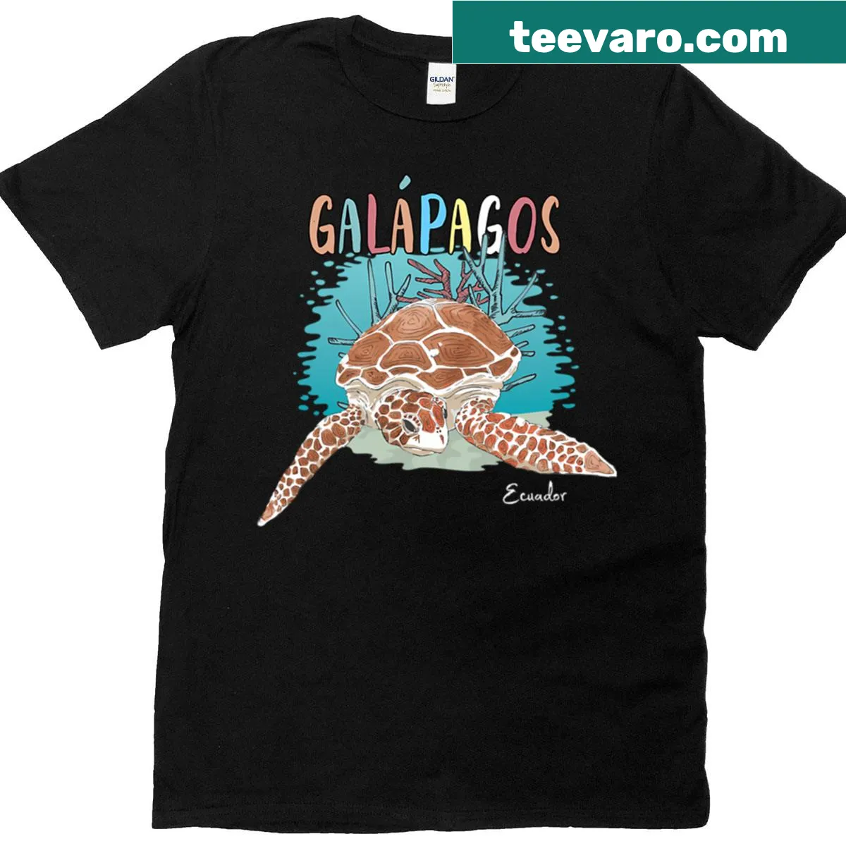 Vintage-style graphic of the Galapagos Islands on a T-shirt — on a men's t-shirt