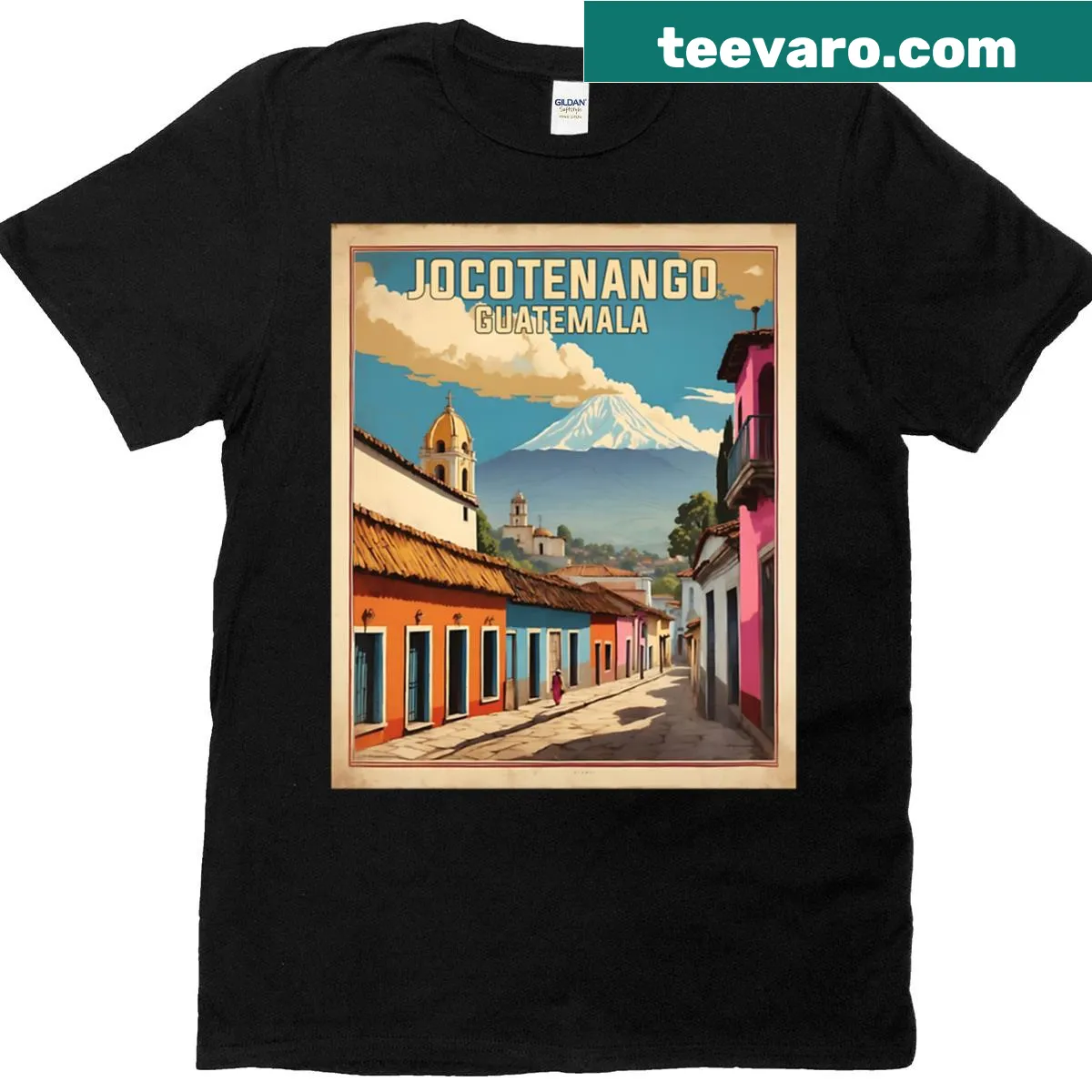 Vintage poster style Jocotenango Guatemala t-shirt — on a men's t-shirt
