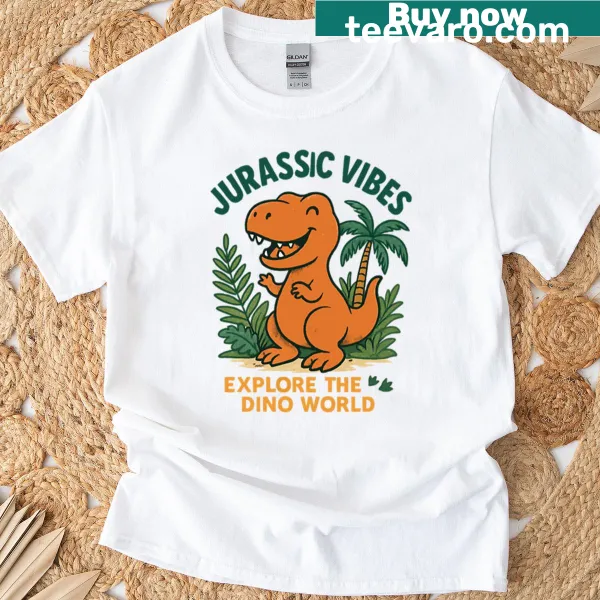 Vintage-inspired t-shirt with dinosaur theme