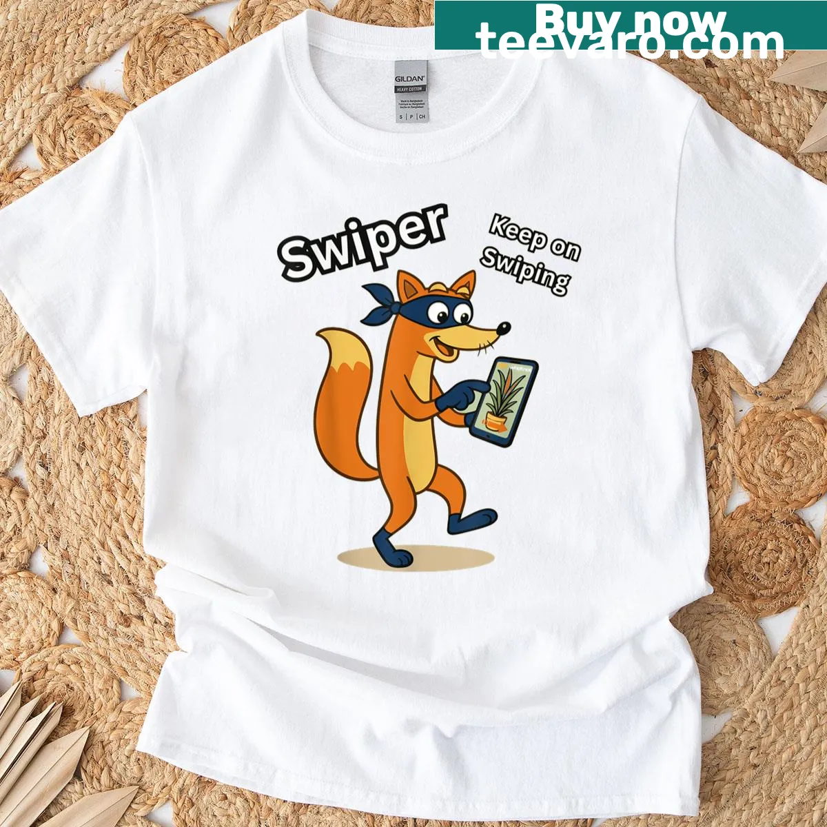 Funny Keep Swiping t-shirt with playful text — on a men's t-shirt