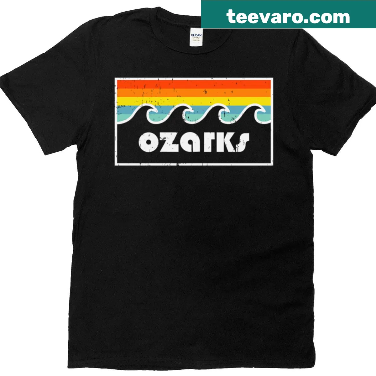 Illustrated scene of Lake of the Ozarks on a t-shirt — on a men's t-shirt