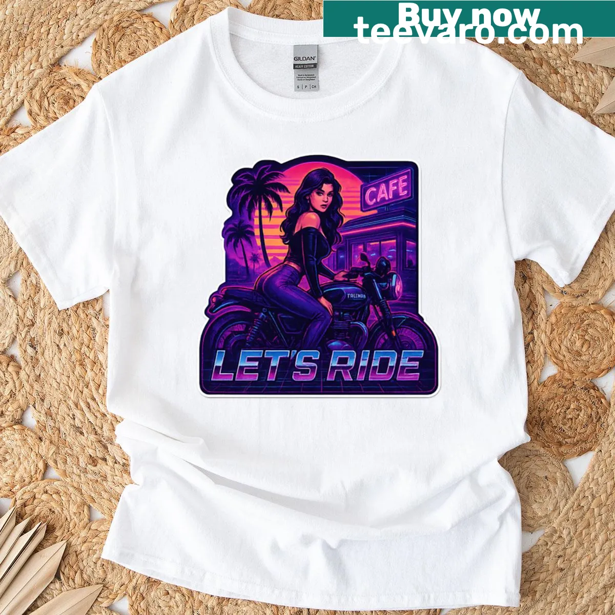 Retro T-shirt featuring a graphic that expresses a love for riding — on a men's t-shirt