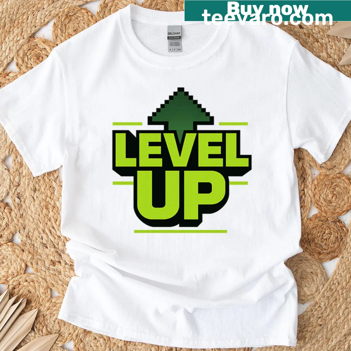Retro pixel art gamer achievement design T-shirt — on a men's t-shirt