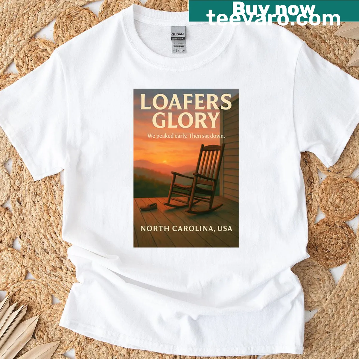 T-shirt showcasing 'Loafers Glory' in tribute to North Carolina — on a men's t-shirt