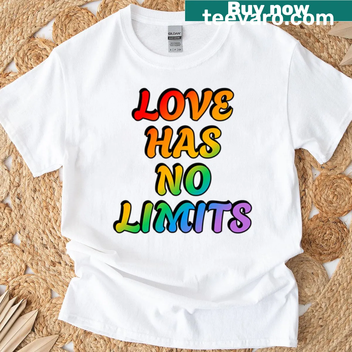 Inspirational text design reading 'Love Has No Limits' on a T-shirt. — on a men's t-shirt