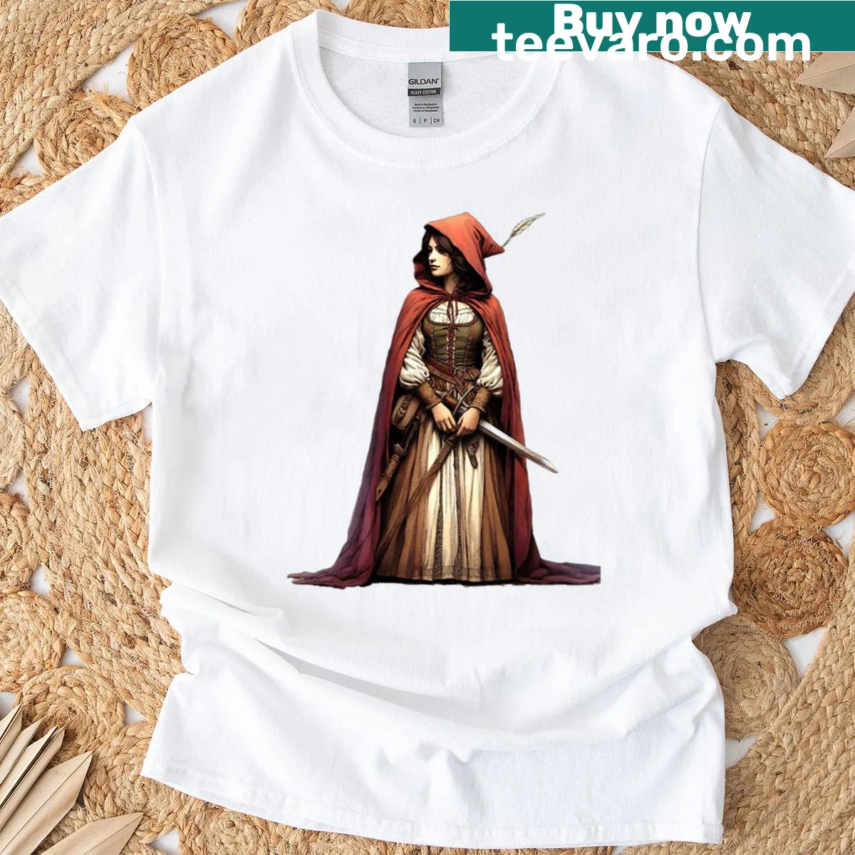 Illustration of Maid Marian on T-shirt — on a men's t-shirt