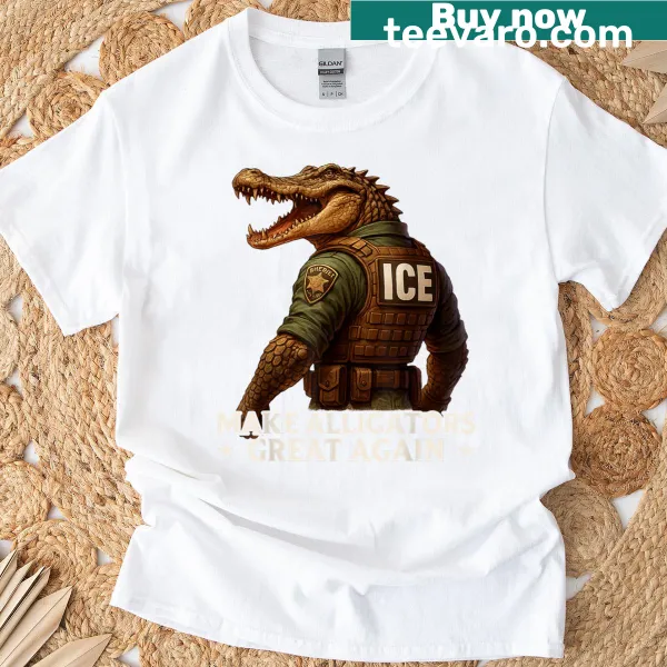 Funny political shirt featuring an alligator and the slogan 'Make Alligator Great Again'