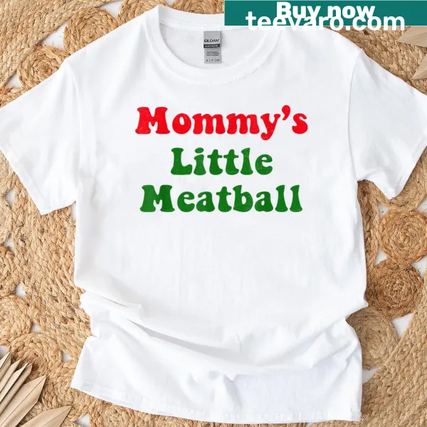 Cute meatball graphic on a Christmas-themed kids T-shirt