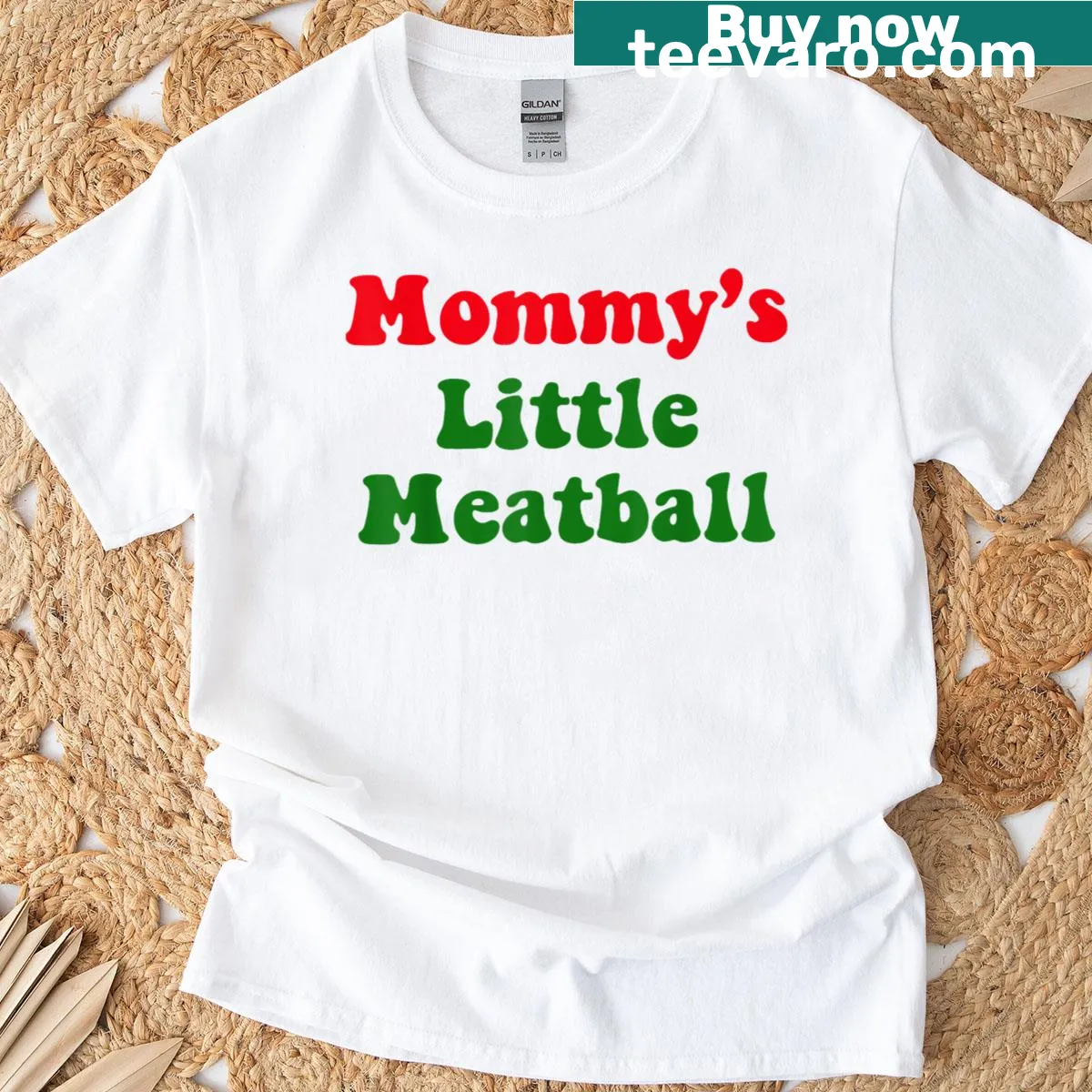 T-shirt with the phrase 'Mommy’s Little Meatball' celebrating the mother-child bond — on a men's t-shirt