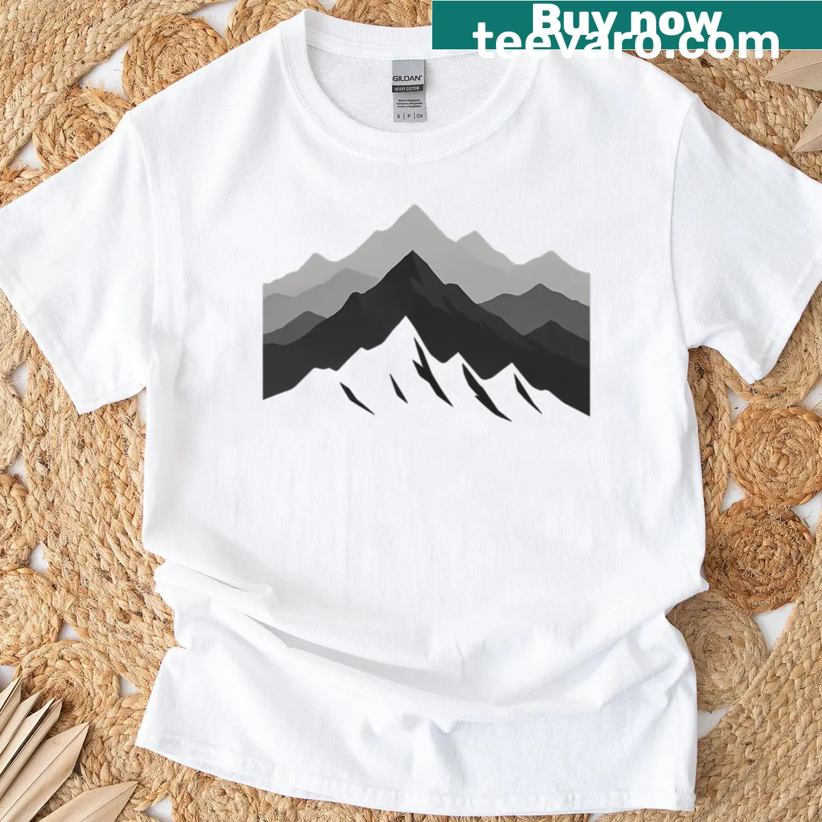 Minimalist T-shirt featuring a mountain range silhouette for nature lovers — on a men's t-shirt