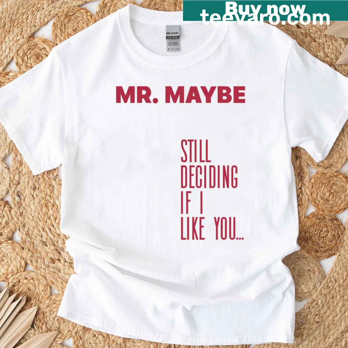 Minimalist design T-shirt with humorous dating quote — on a men's t-shirt