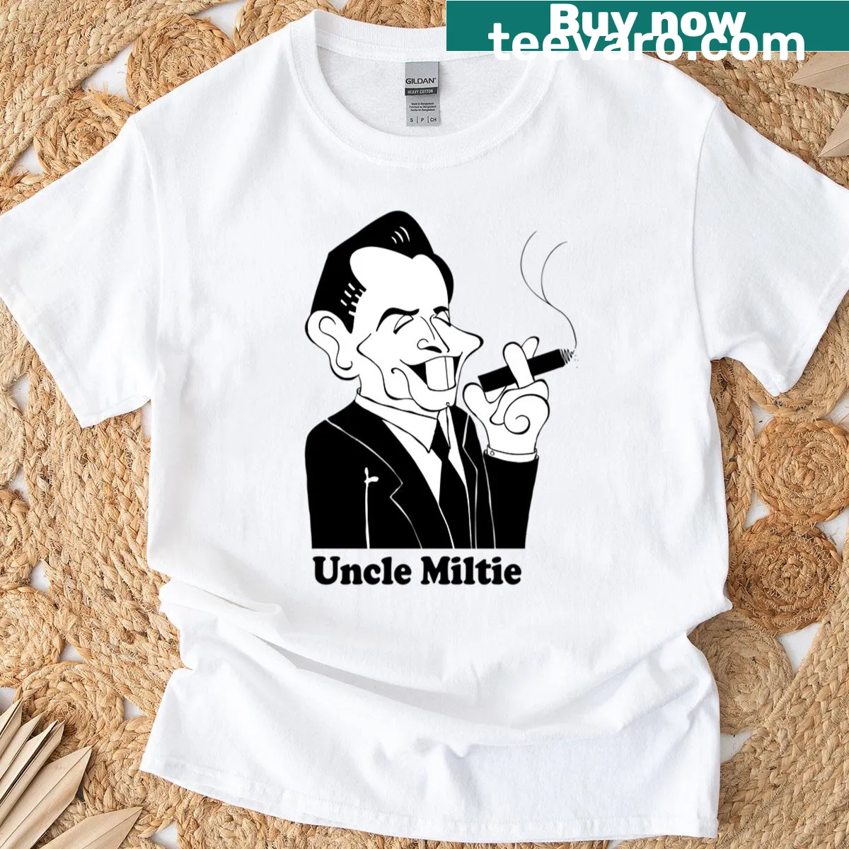 Vintage fan art T-shirt of Uncle Miltie Berle — on a men's t-shirt