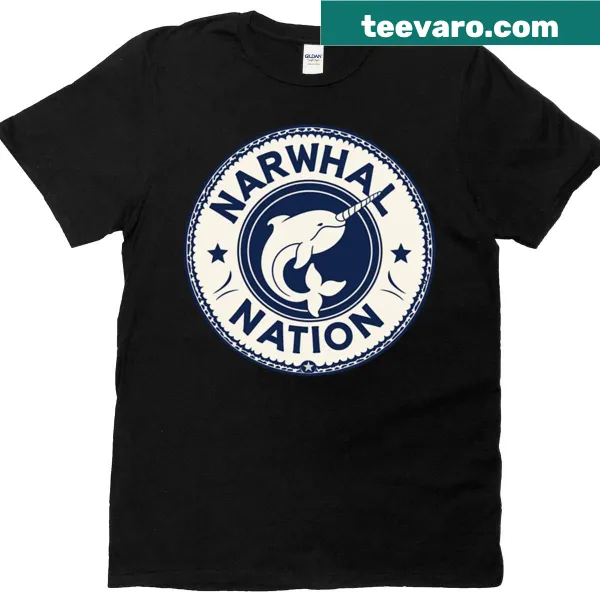 Playful narwhal illustration on a T-shirt