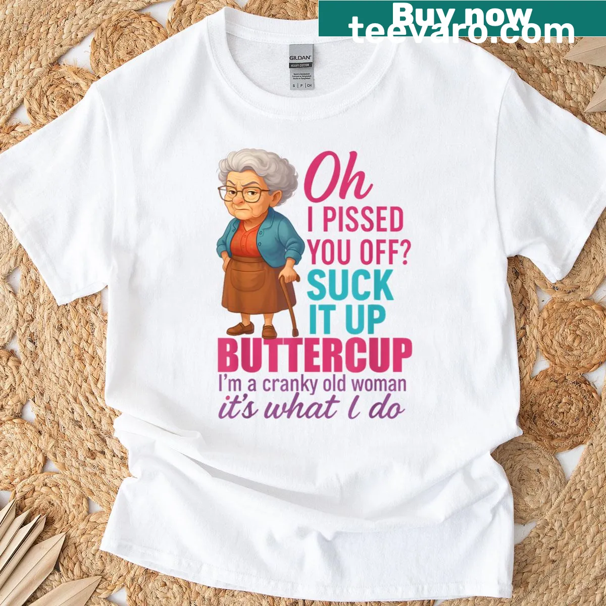 Edgy T-shirt with humorous quote about being cranky — on a men's t-shirt