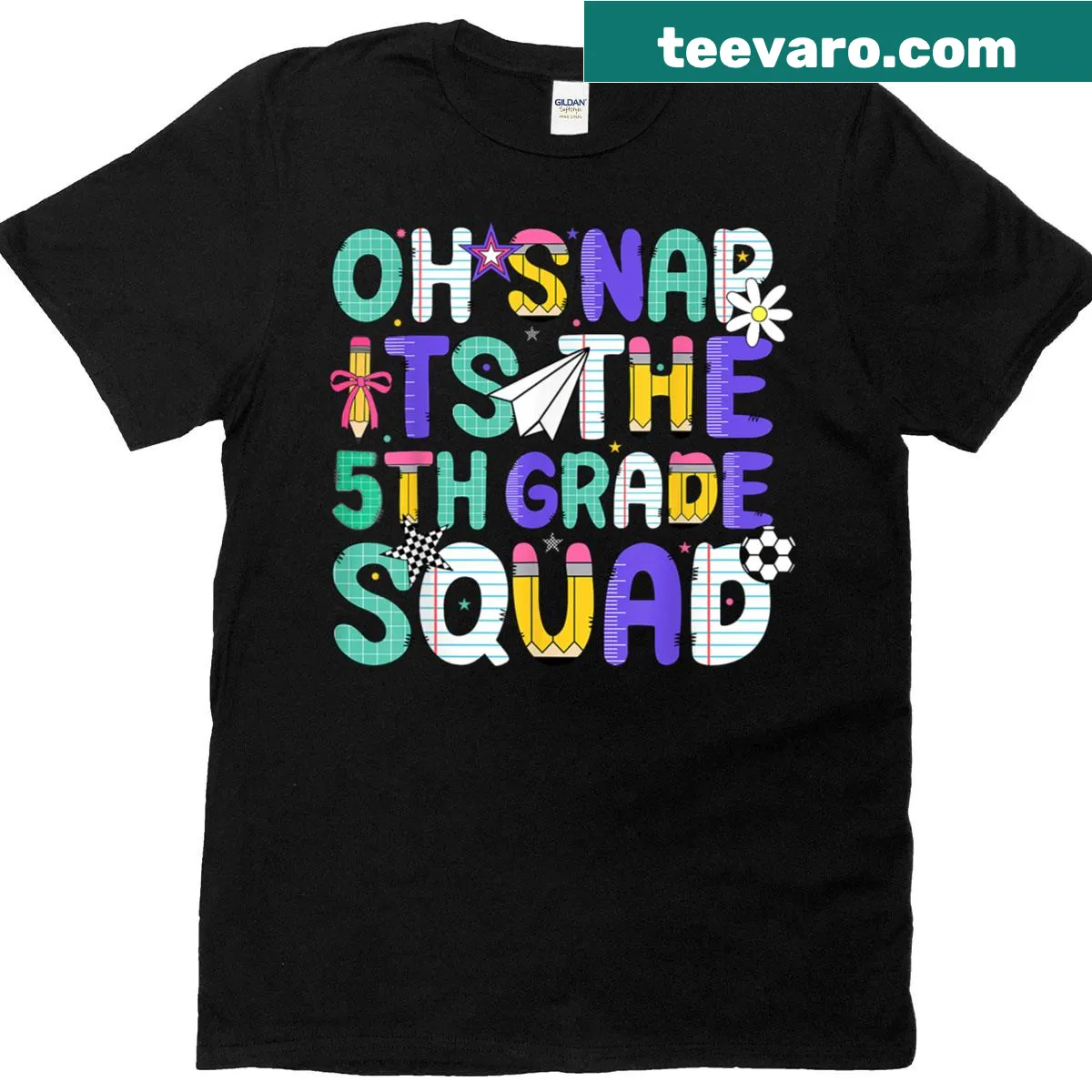 Back-to-school T-shirt for kids with the phrase 'Oh Snap Its The Fifth' — on a men's t-shirt