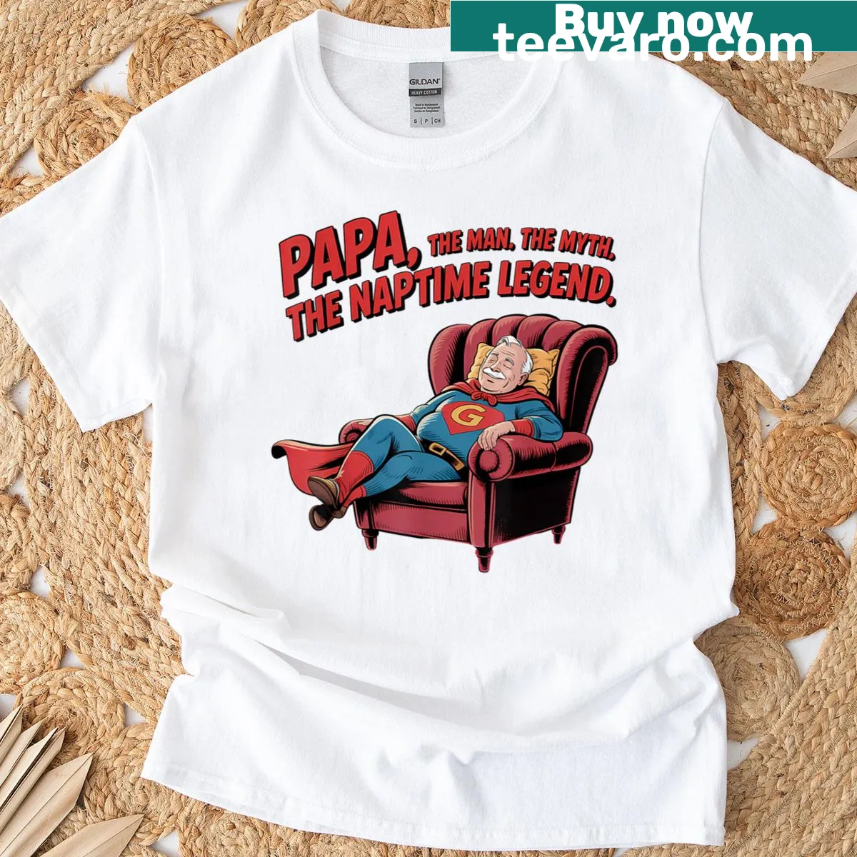 Funny Grandpa t-shirt with humorous text about naptime legend — on a men's t-shirt
