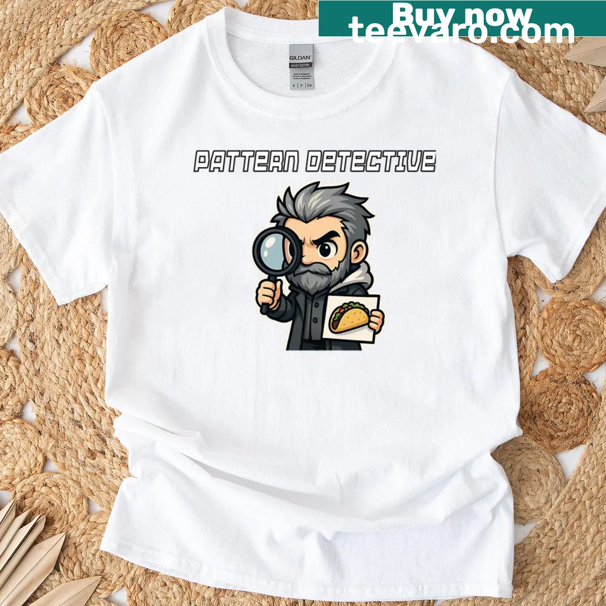Fun t-shirt with 'We See Everything' text and pattern theme — on a men's t-shirt