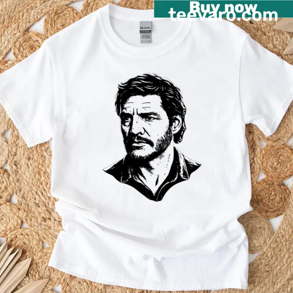Stylized Pedro Pascal graphic t-shirt inspired by The Last Of Us